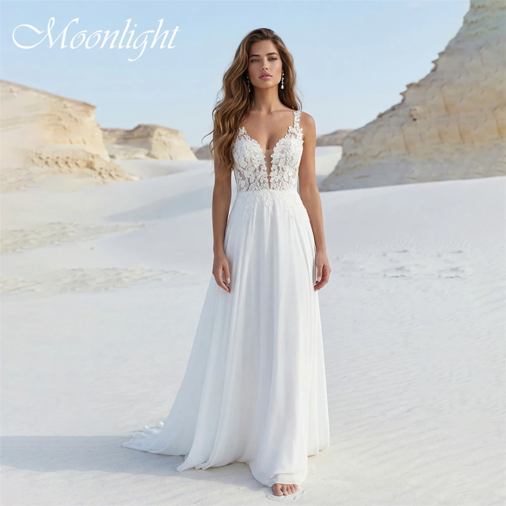 Elegant Lace V-Neck Appliqued A- Line Wedding Dress Women 2026 Spaghetti Straps Buttons Sleeveless Vestidos De Novia Customized