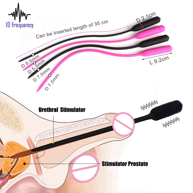 Male Masturbator Urethral Vibrator Penis Plug Silicone Urethral Sounds Catheter 10 Speed Vibrating Dilators Trainer Sex Toys