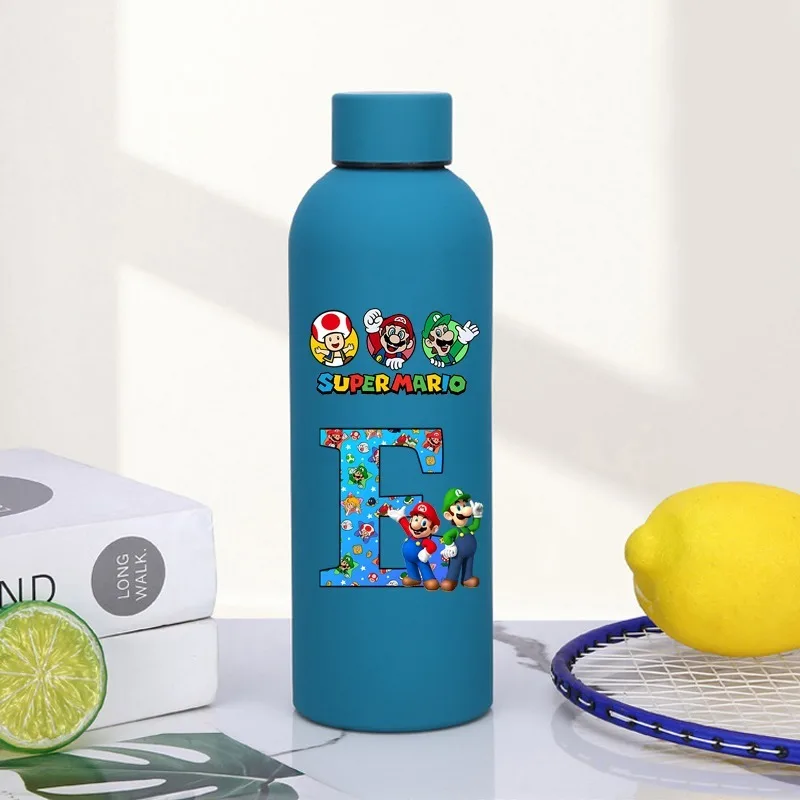 Super Mario Bro Edelstahl Isolierte Tasse Cartoon Brief Gedruckt Wasser Tassen Männer Frauen Tragbare Mode Wasser Flasche Geschenke