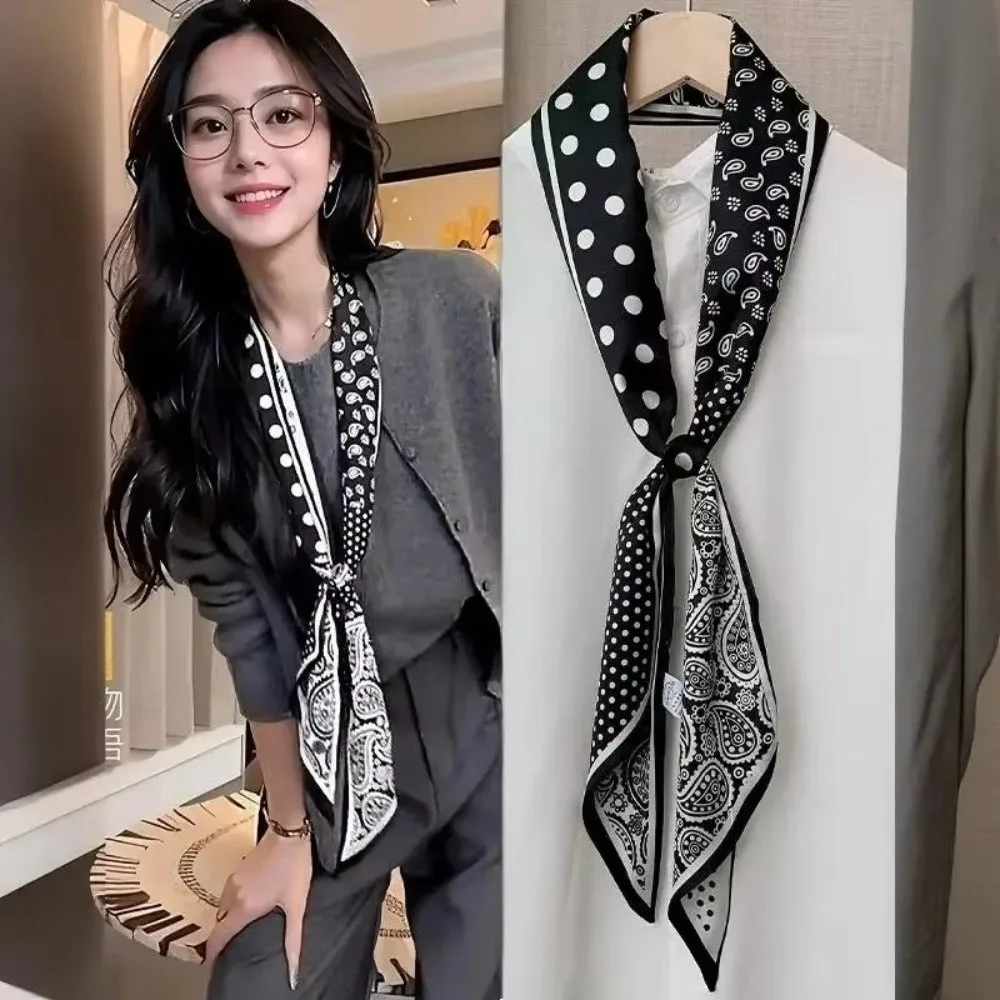 140*6cm Long Narrow Scarf Decorative Multi-Function Trendy Neckerchief Fashion Accessories Vintage Headband For Women Gift