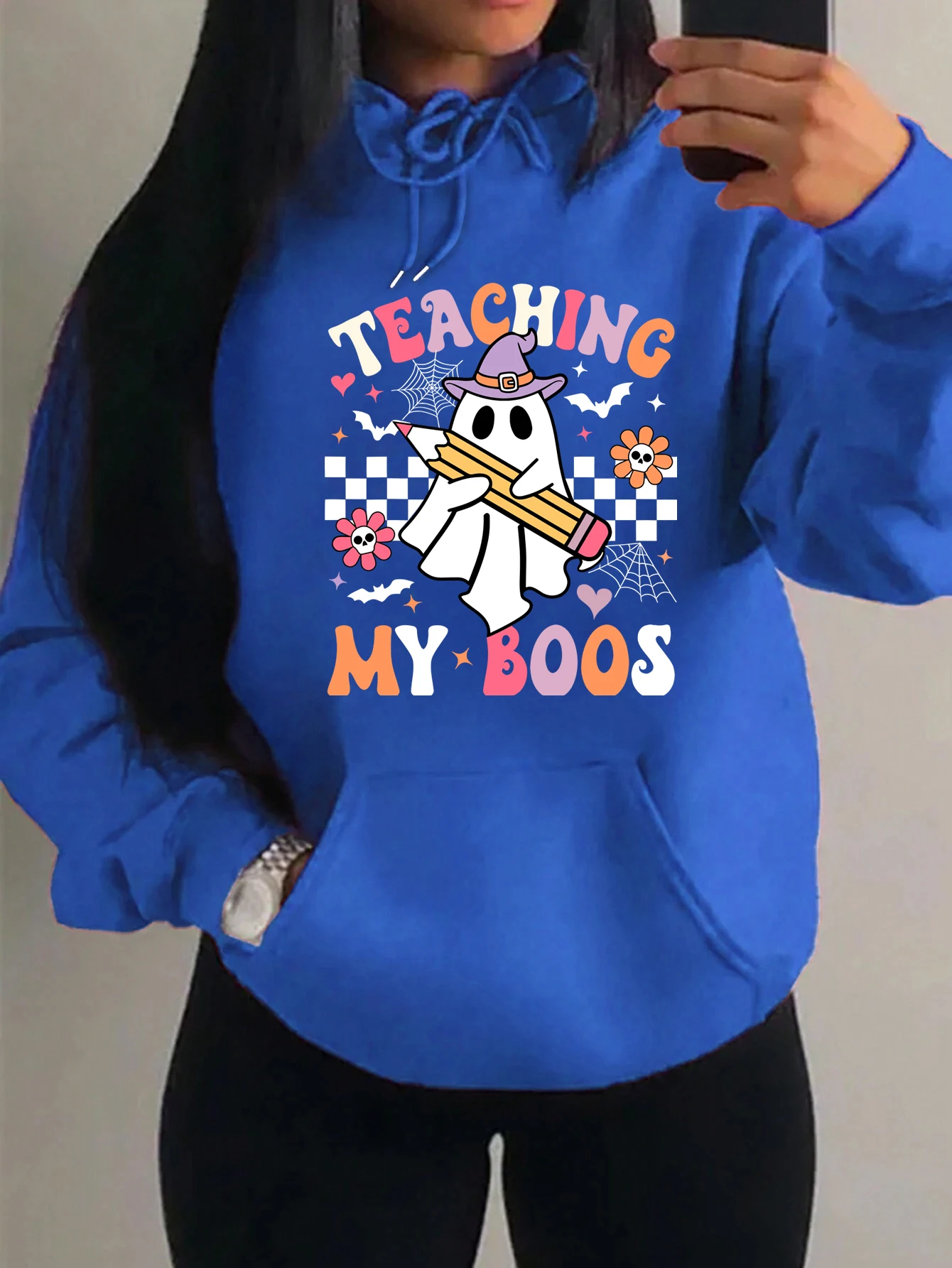 

Ghost Teaching My Boos Word Printed Women Hoody Harajuku Loose Sportswears Fashion Hip Hop Hoodies Autumn Female Streetwear