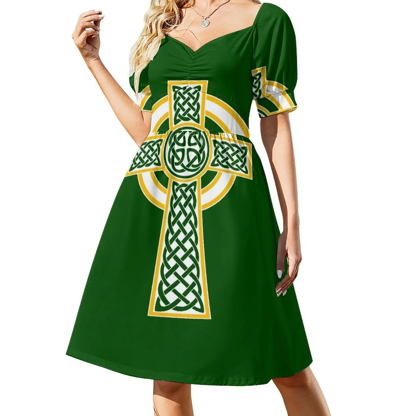 

Ornamental Celtic High Cross Decorative Knotwork 4 Short Sleeved Dress Dresses for wedding party Long dresses Dress