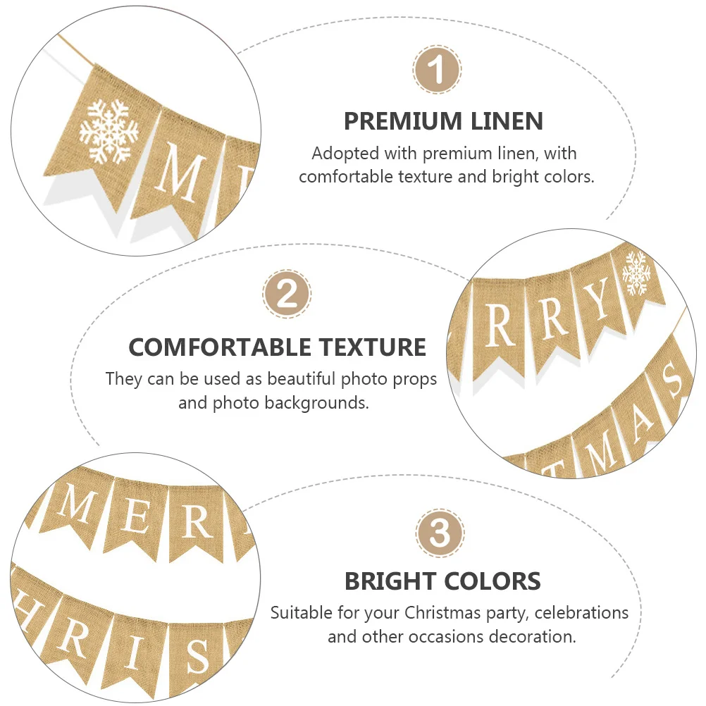 

1 pc Retro Hanging Banner Premium Linen Christmas Party Decoration Xmas Decorative Flag Festive Photo Backdrop Party Supplies