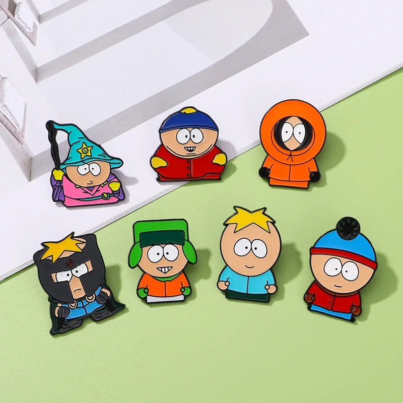 Pins de South Park, Joyería de Dibujos Animados, Regalo para Amigos, Personajes Animados, Pins Esmaltados, Broches Metálicos Personalizados, Insignias de Solapa