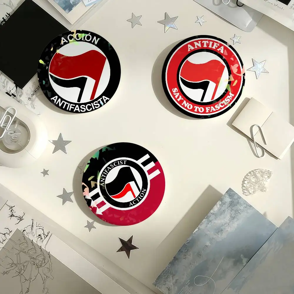 Accion Antifascista Laser Badge Creative Pins Brooch for Bag Clothes Hat Decor Gifts Fans Collect