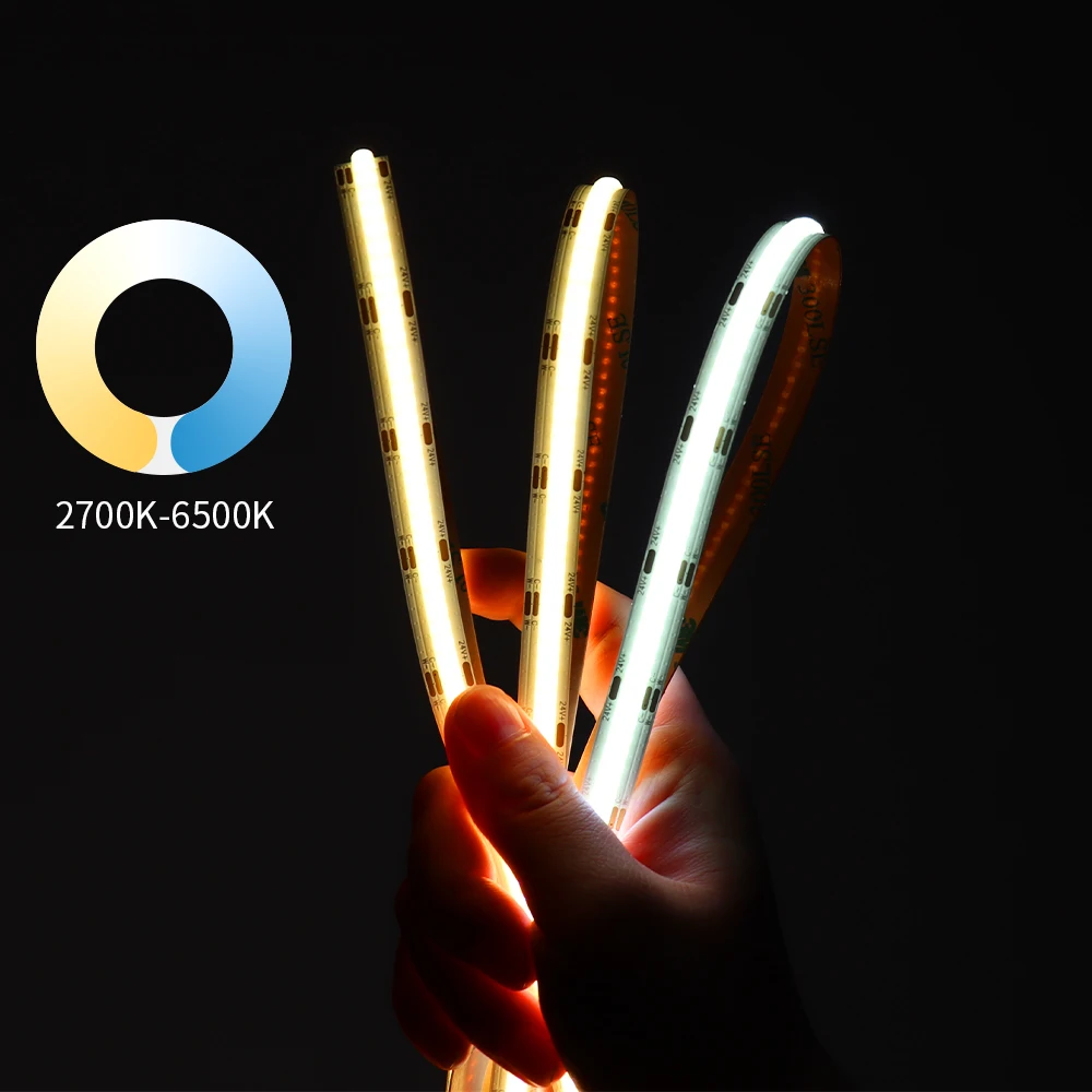 5mm CCT COB LED Strip 12V 24V 3 Wire 2700~·6500K Color Temperature Dimmable CRI 90 Super Thin LED Tape Light for House Decor