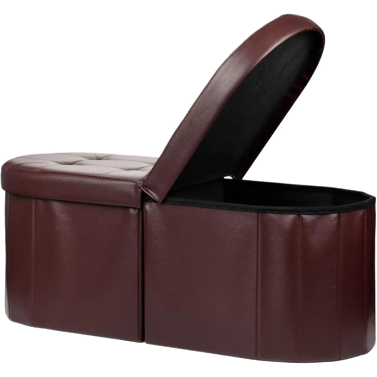 

Oval Design Storage Ottoman with Dividers Flip Top Leather Footstool for Living Room Bedroom Entryway Shoe Changing Bench for