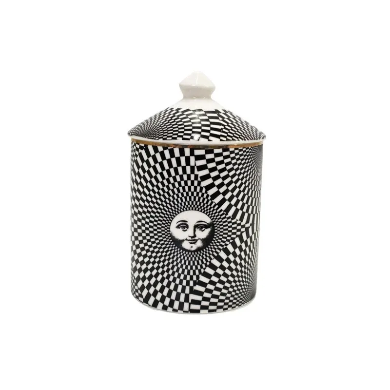 European Ceramic Storage Jar Black and White Art Decoration Hanging Plate Household Jewelry Cosmetics Scented Candle Storage Jar