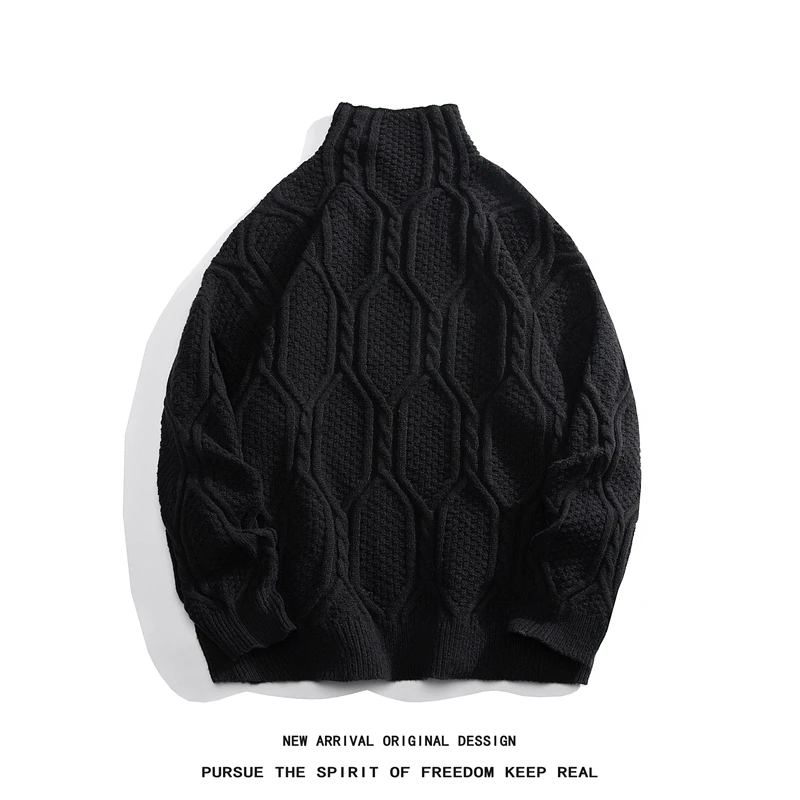 Autumn and winter design sense new turtleneck sweater men with simple loose sweater coat