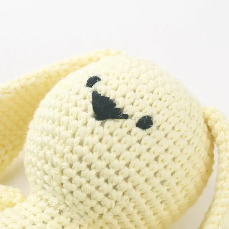 F19f lapin en peluche en peluche animal en tricot poupée bébé sommeil