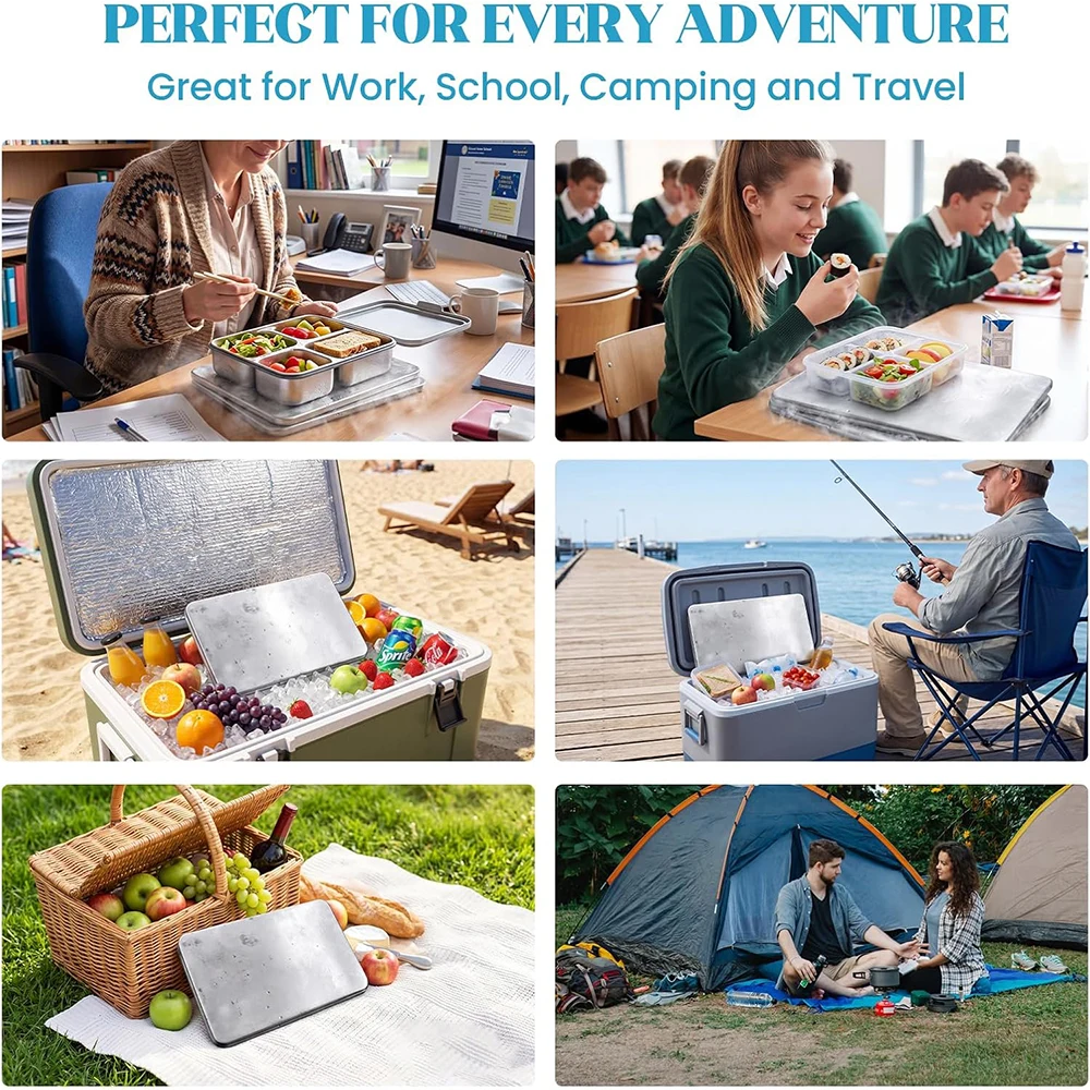 E9 Stainless Steel Ice Packs Reusable Metal Ice Packs for Cooler Bags Quick Freeze Cooling Plates For Lunch Boxes Bar Drinkware