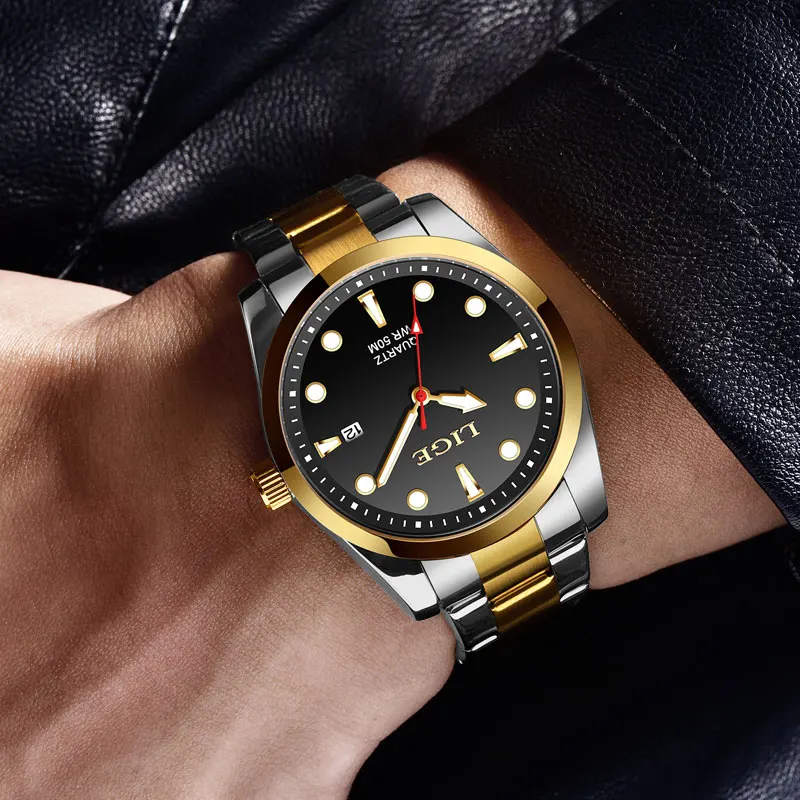 LIGE Business Waterproof Watch Men Fashion Military Sports Men's Quartz Wristwatches Top Brand Luxury Chronograph Montre Homme