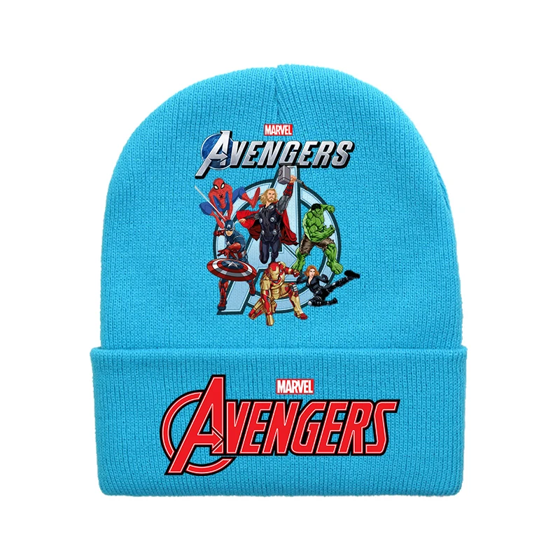 Avengers Children Beanie Captain America Thunder Knitted Hat  Anime Hulk Iron Man Skull Cap Boys Beanies Winter Warm Bonnet Cap