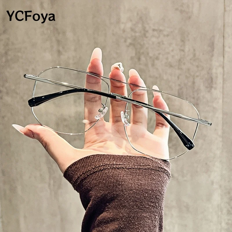 

YCFoya Men's Prescription Glasses New Large Face Pilot Style Glasses Eyeglasses Frame Retro Pure Titanium Trendy Frame 5588