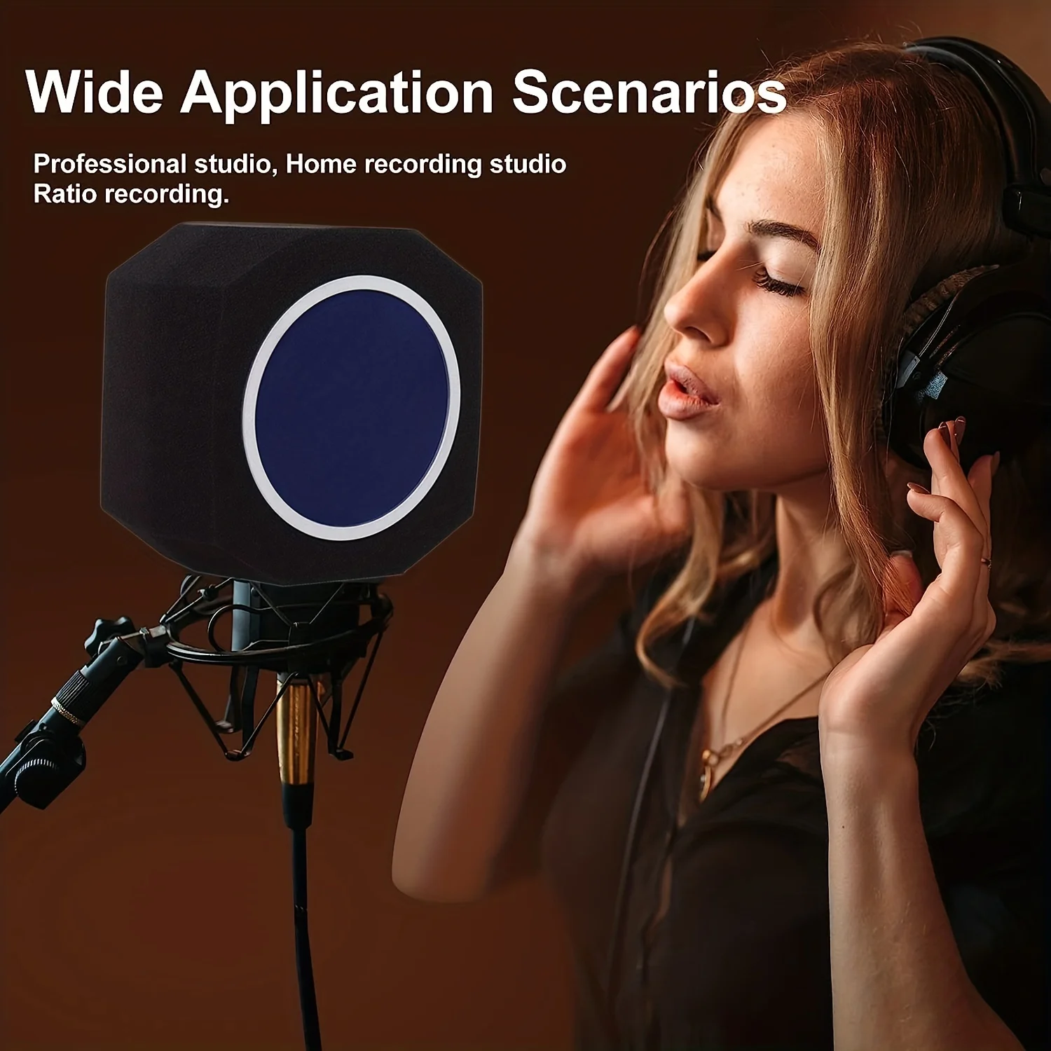 KTES Portable Microphone Isolation Shield with Pop Filter Acoustic Foam Sound Absorber for Studio Recording Podcast Streaming