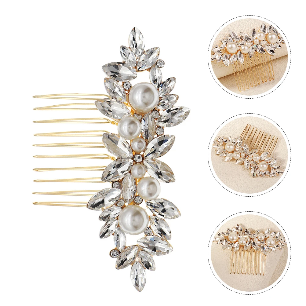 

Stylish Pearl Hair Comb Rhinestone Decorative Combs For Women Bridesmaid Bridal Wedding Prom Party Side Hair Accessories Elegant