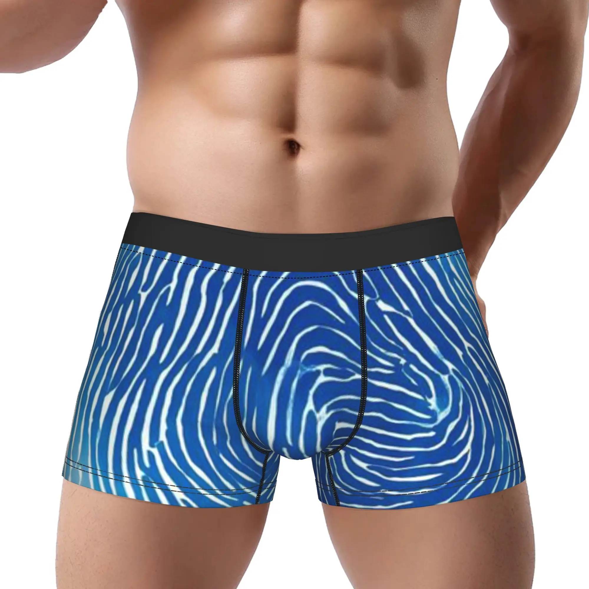 Blue (15) Sea Wave Underpants Homme Panties Man Underwear Comfortable Shorts Boxer Briefs