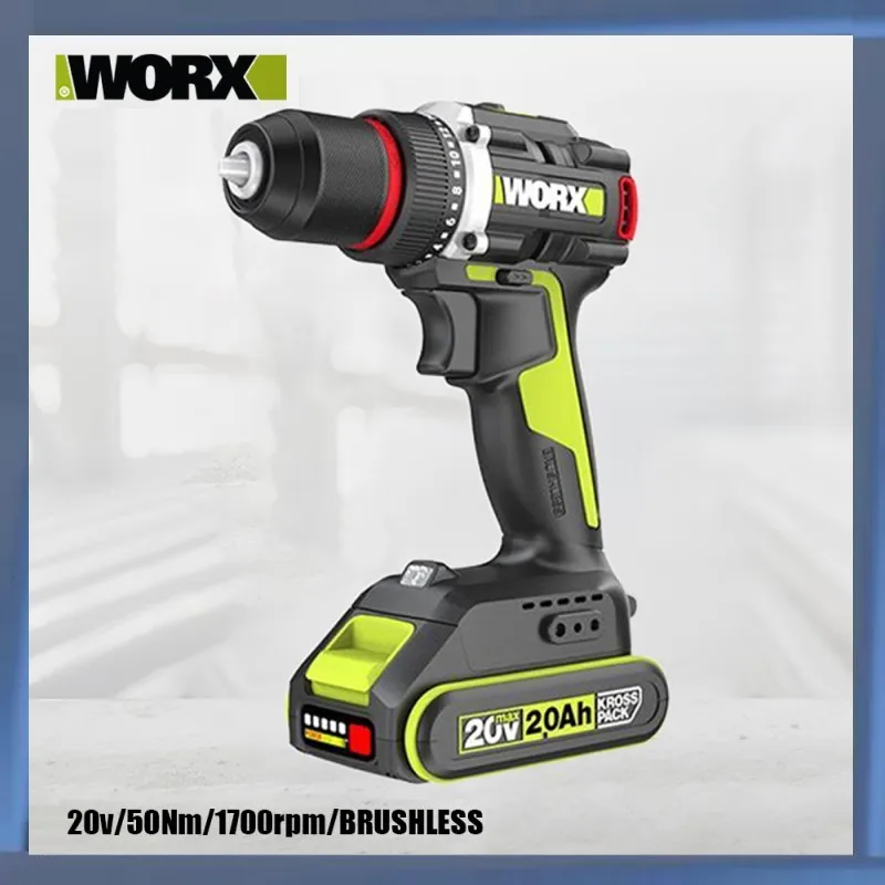 Worx WU173 Wireless Dual Speed Drill Rechargeable Brushless 20v 50Nm 1900rpm 18+1 Torque （Without battery and charger）