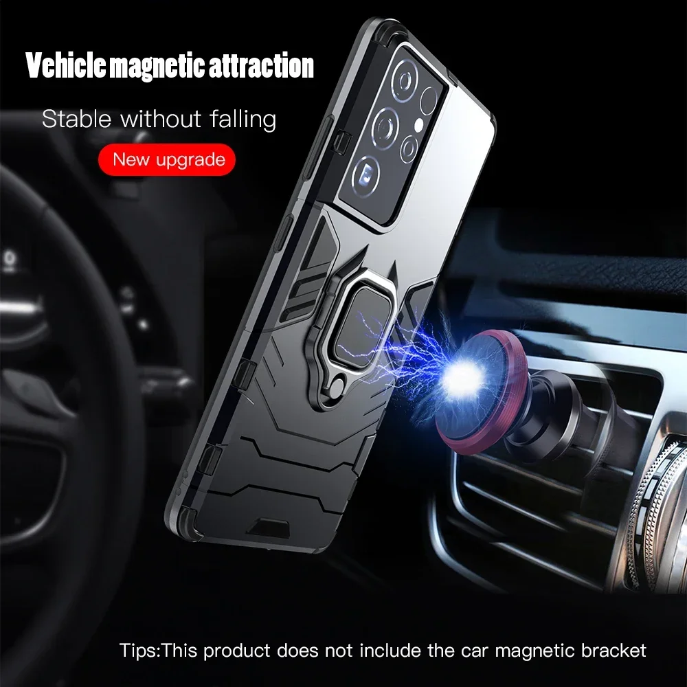 Casing ponsel untuk Samsung Galaxy, pelindung dudukan cincin tahan guncangan untuk Samsung Galaxy S25 S24 S23 S22 S21 S20 Note 20 Ultra Plus FE A53 A73 A33