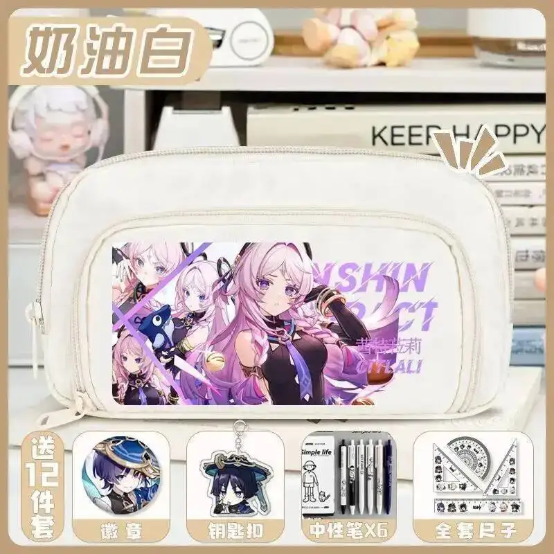 อนิเมะเกม 2025 GS อิมแพ็ค คอส ไอฟา ชาสกา วาเรซา อี้แอนซาน ซิตลาลี ฯลฯ กระเป๋าใส่ดินสอผ้าแคนวาสลายการ์ตูนแบบพกพา ขนาด 21x12x5 ซม. สำหรับทุกเพศ เหมาะสำหรับเป็นของขวัญ