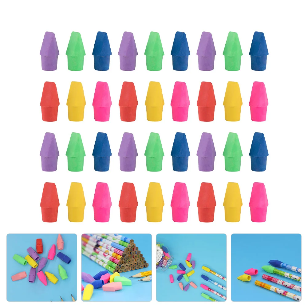 

50 Pcs Eraser Pencil Cap School Protective Lids Caps Covers Stationery Supplies Erasers Decorative Tops Pencils Bulk