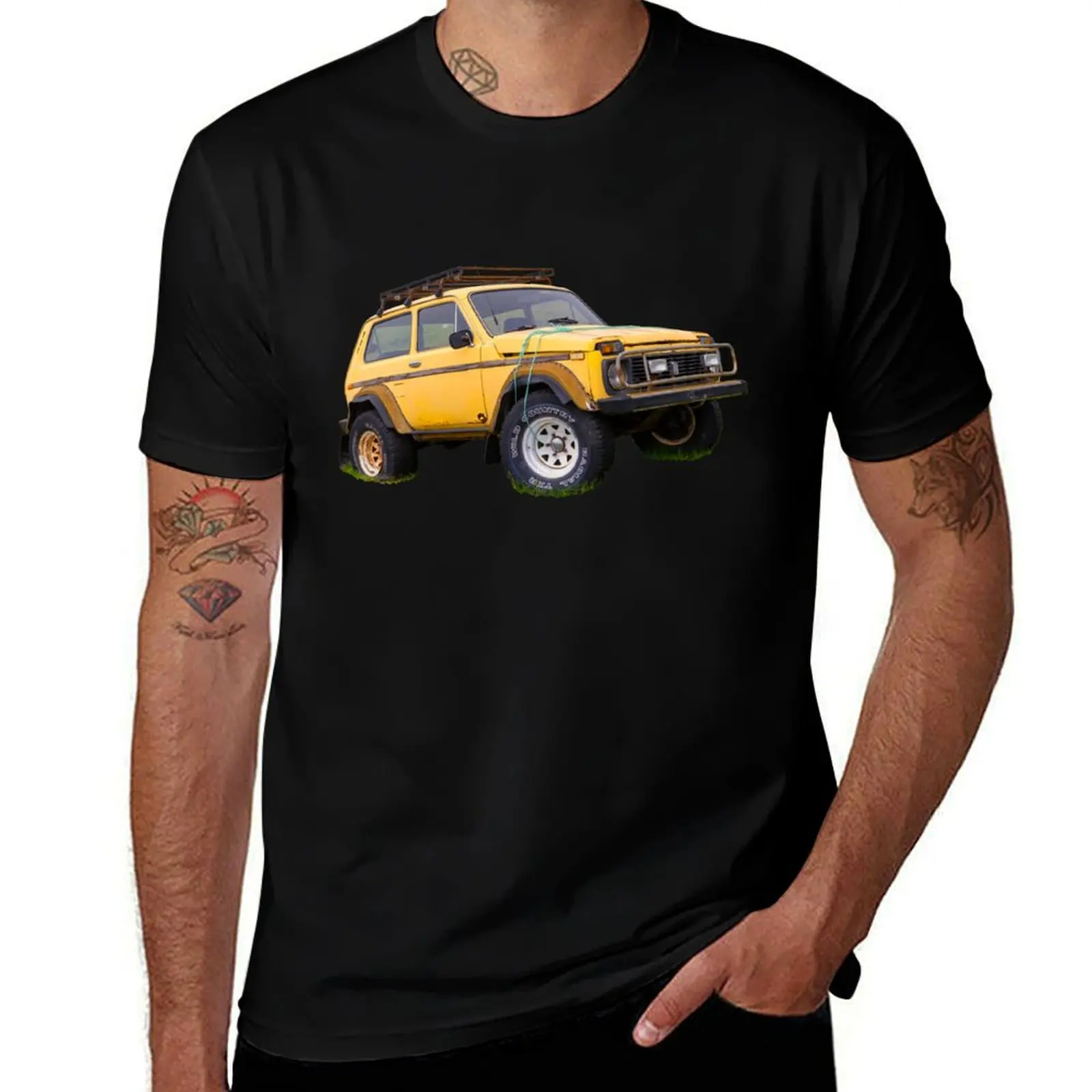 

abandoned A yellow, and wrecked car T-Shirt Cool Dry Performance T-Shirt