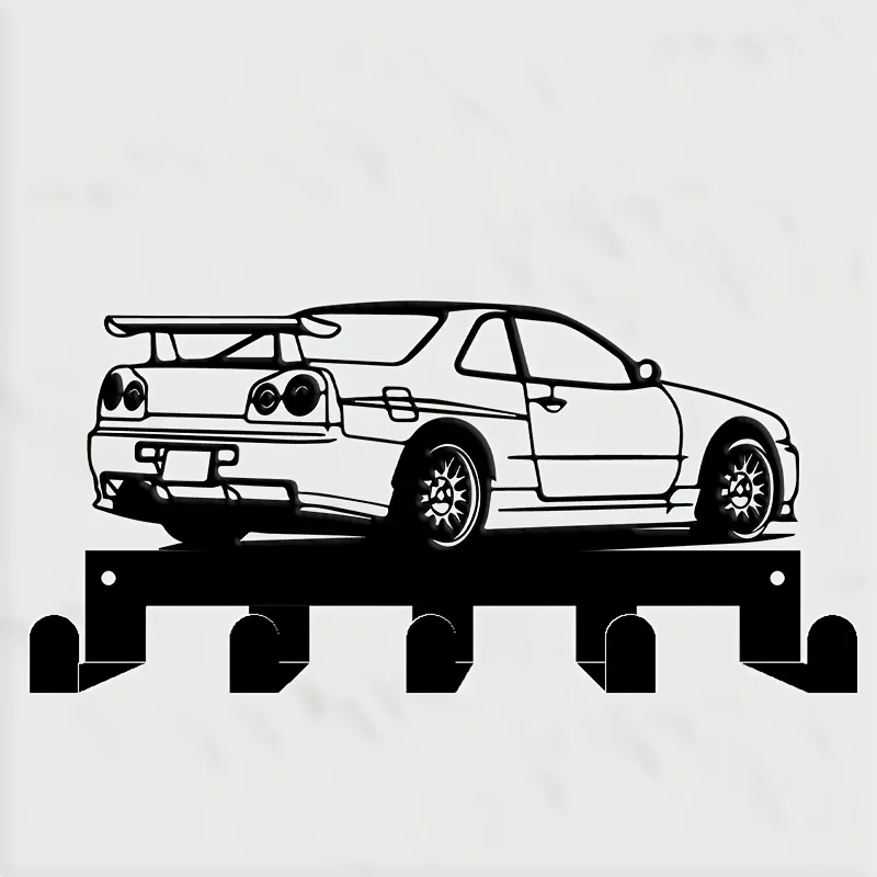 CIFBUY Metal Key Holder Wall Decor 5 Hooks Modern Sports Car Iron Art Sturdy Functional Entryway Garage Office Wall Mount