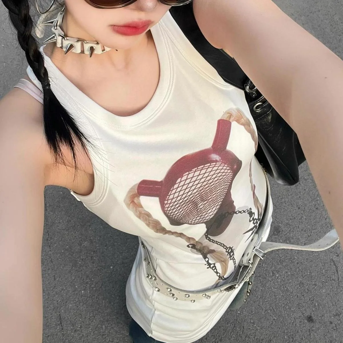 

Американский ретро модный приталенный длинный женский жилет без рукавов с принтом на лето Y2K Harajuku в стиле тысячелетия, женский модный топ