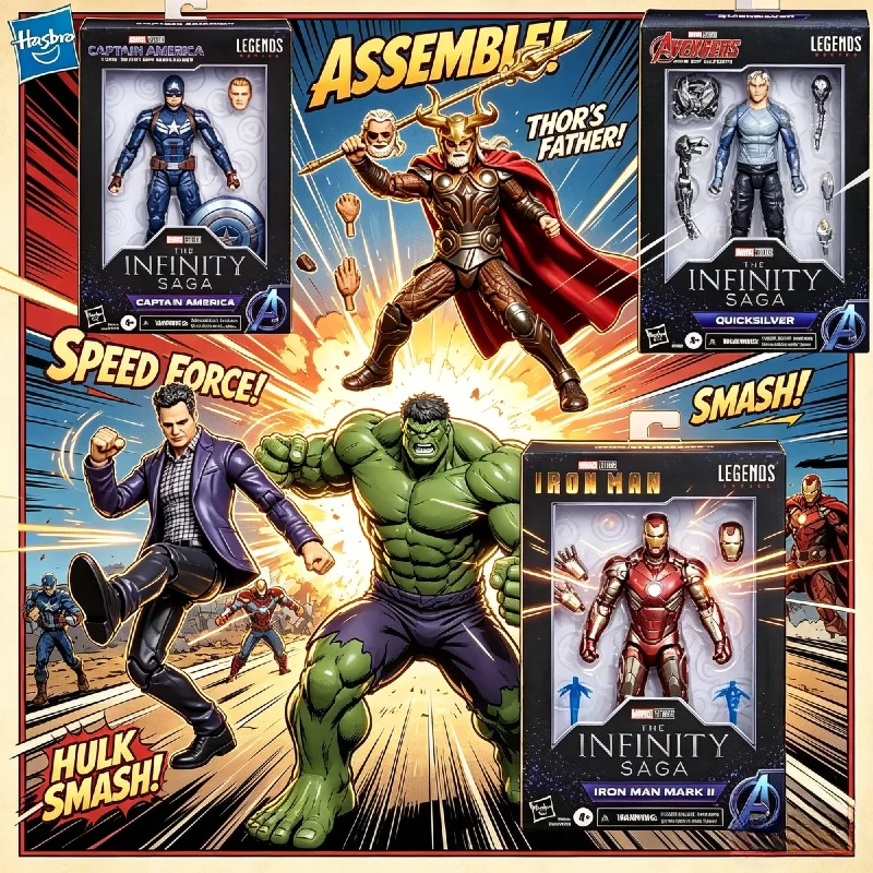 

【IN STOCK】Hasbro Marvel Legends 6-Inch Action Figure Set - Iron Man Mark II, Captain America, Quicksilver, Odin, Banner