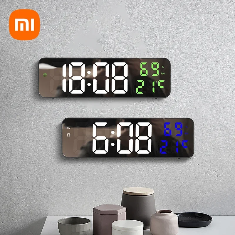 Xiaomi LED Digital Alarm Clock Electronic Temperature Date Display USB Desktop Strip Mirror LED Clock for Living Room Decoration