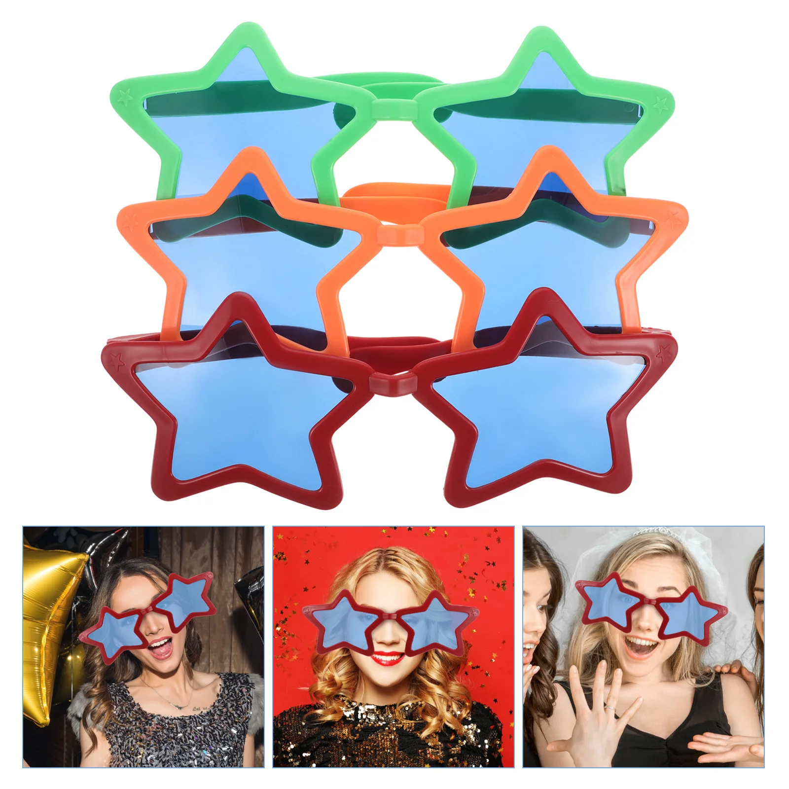 

3Pcs Exaggerated Star Glasses Hawaiian Beach Party Decor Novelty Eyewear Summer Event Photo Props Photo Booth Props