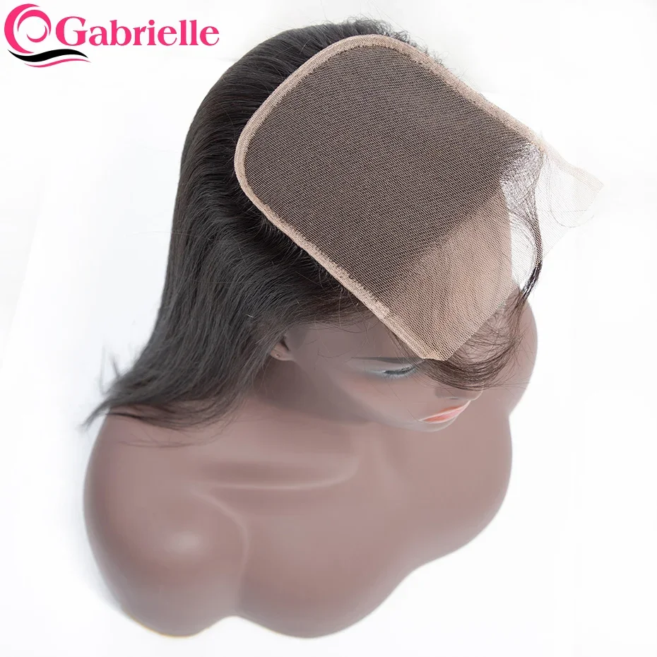 Gabrielle 5x5 6x6 Lace Closure Brazilian Straight Human Hair Closures Only Pre Plucked with Baby Hair Natural Color Remy Hair