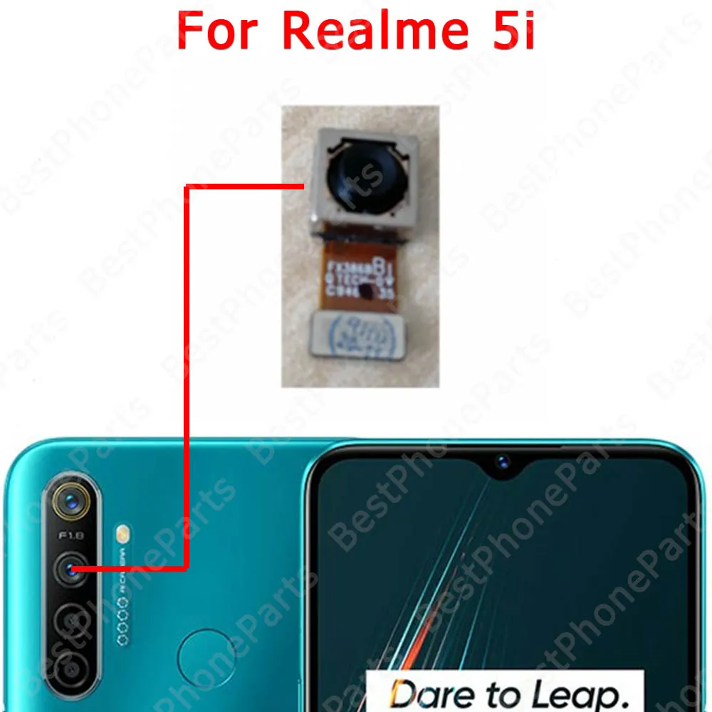 Facing Big Rear Selfie Camera For Realme 5 Pro 5i 5Pro Back View Front Camera Module Flex Cable Replacement Spare Parts