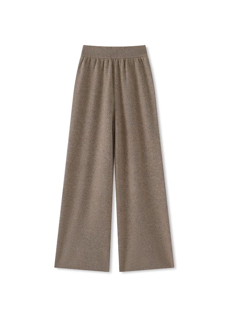 Chic Women's Wool Elastic Waist Wide Leg Pants Autumn Winter Grace Soft Casual Loose Versatile 100% Merino Wool knit Trousers - Image 5