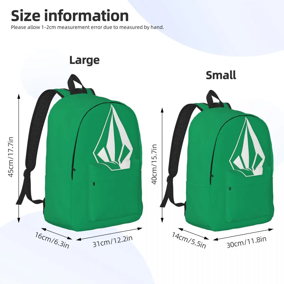 Green Knapsack V-Volcoms Office Staff Solid Campus Gift Retro Washable Children\'s Bags