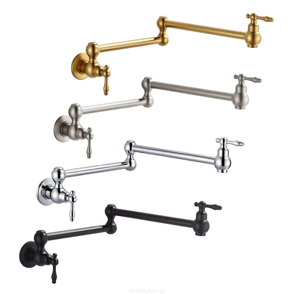 

Luxury Solid Copper Kitchen Sink Facuets Single Cold Folding 360° Rotation Kitchen Faucet Wall-mounted Universal Wash Water Tap