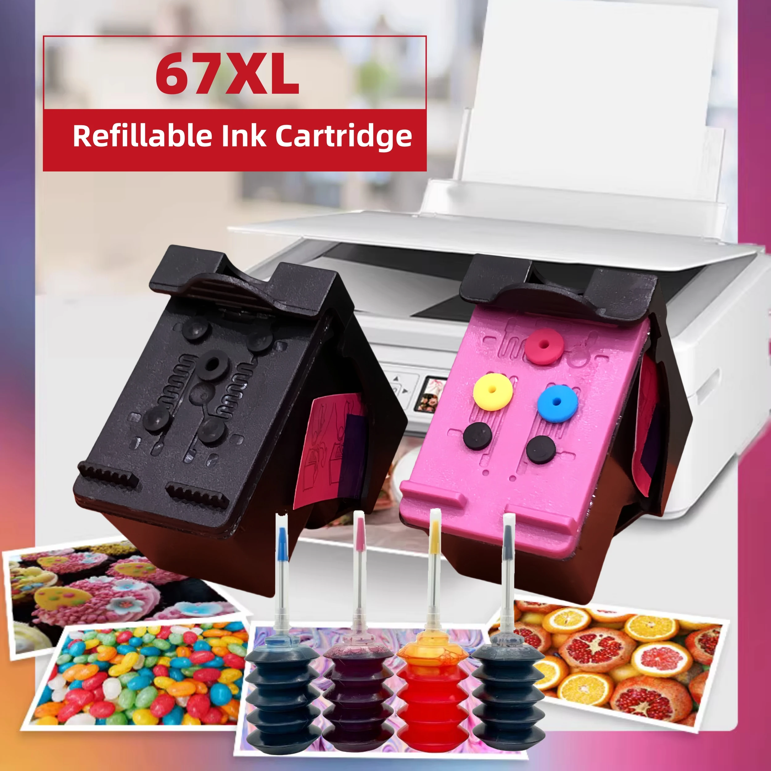 

Замена многоразового картриджа 67XL для HP 67 XL для принтера HP67 Deskjet Plus 4140 4152 4155 4158 1225 2732 2752 1225