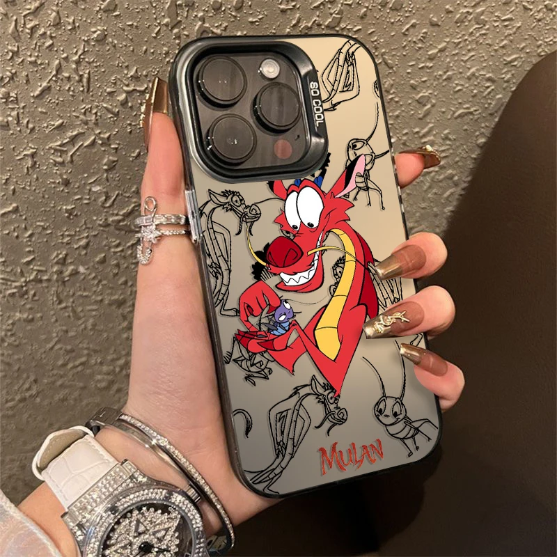 Disney Mulan Dragon Anime per iPhone Apple 15 14 13 12 11 XS XR X 8 7 Pro Max Plus custodia per telefono antiurto in argento colorato Coque