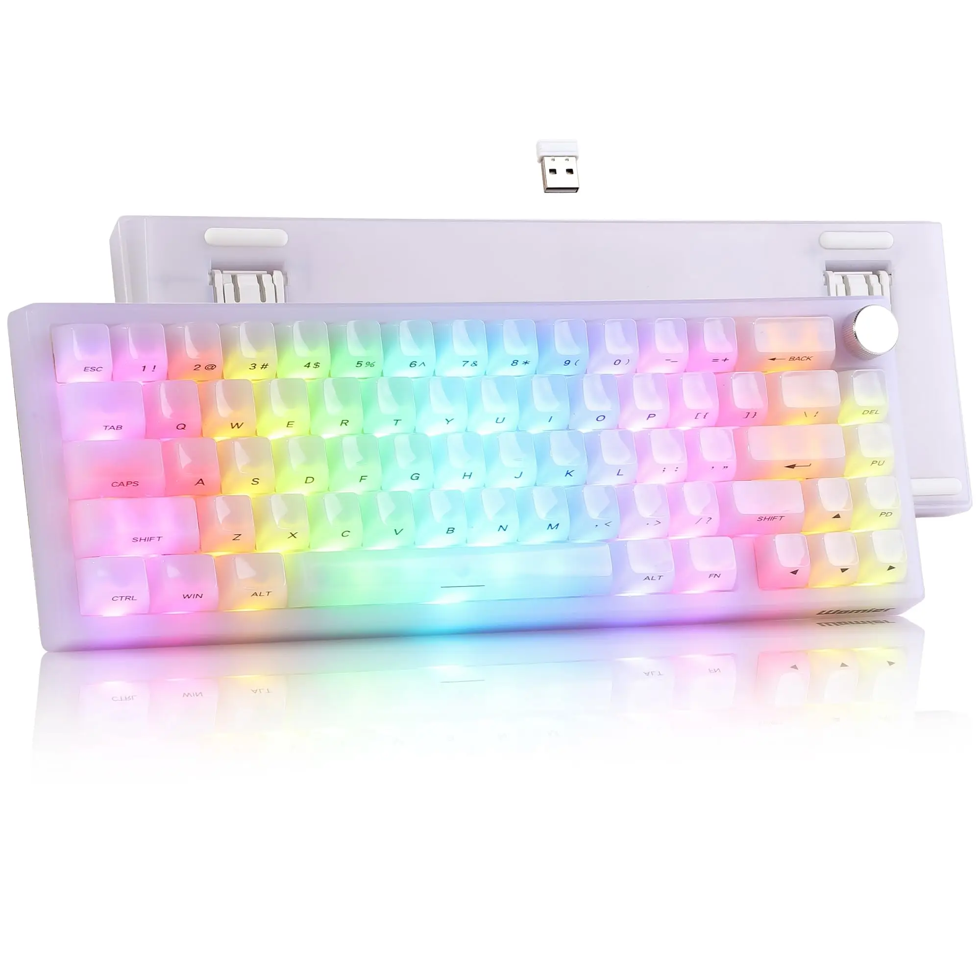 

Womier Q61 V2 Wireless 65% Mechanical Keyboard with Knob VIA Programmable Support Tri-Mode BT/2.4G/USB-C Hot-Swap RGB for Mac/PC