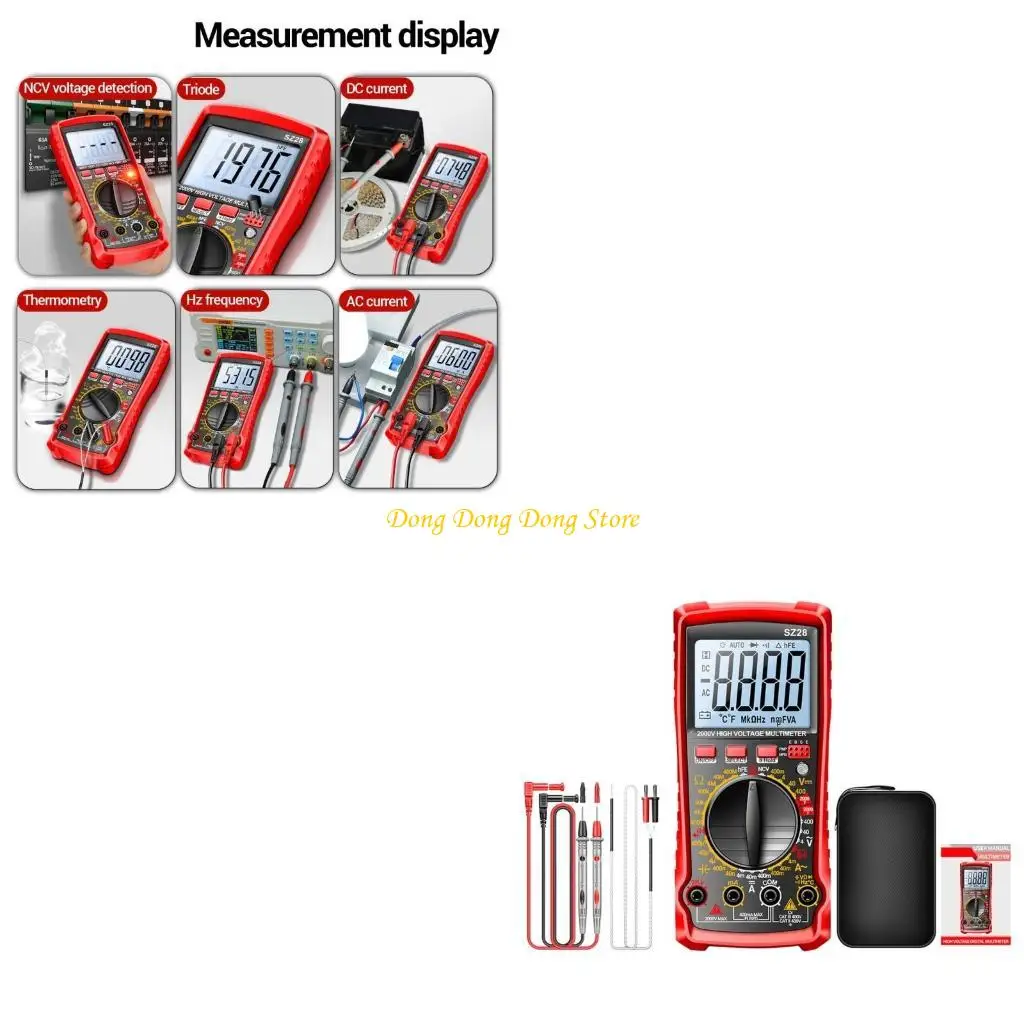 

4XBA High Accuracy 2000V Digital Multimeter Car Repair Multimeter For Mechanics With Backlit Display For Precise Readings