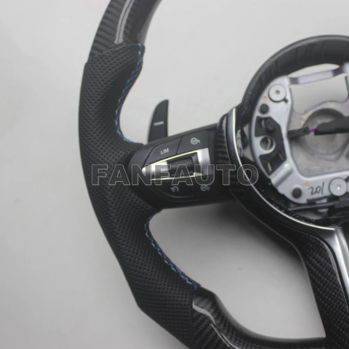 Custom Replacement for BMW 1 2 3 4 5 6 7 Series X1 X2 X3 X4 X5 X6 Real Carbon Fiber Steering Wheel with Leather