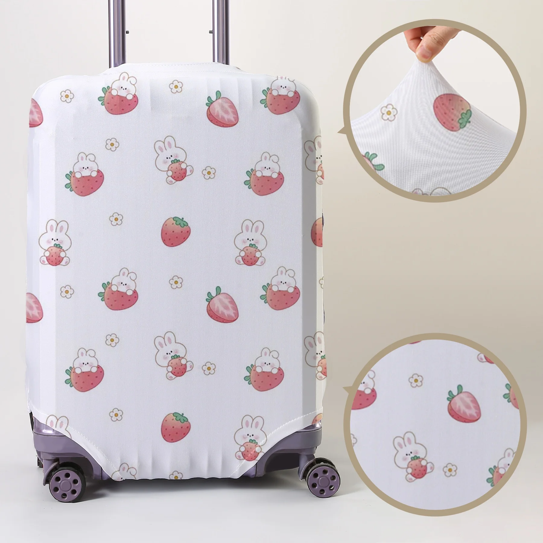 

Strawberry Cute Rabbit Full Print Pattern Luggage Protective Cover, suitable for 18-32 inch luggage covers, luggage handle glove