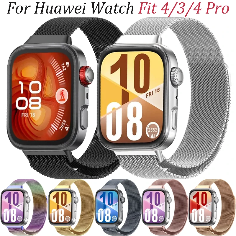Edelstahl Metall Milanese Loop Strap Für Huawei Uhr Fit 4/3/4 Pro Smartwatch Ersatz Atmungsaktive Armband Correa Gürtel