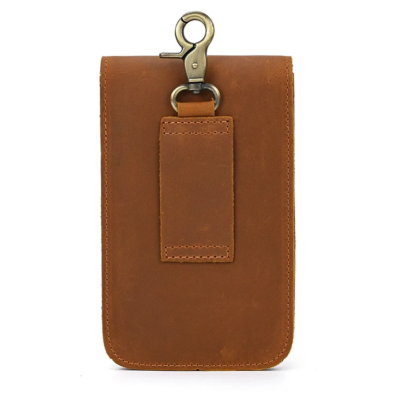 Marsupio in pelle da uomo Marsupio da uomo in pelle Crazy Horse Il primo strato di cintura in pelle di vacchetta Borsa da appendere Borsa per cellulare Tiktok