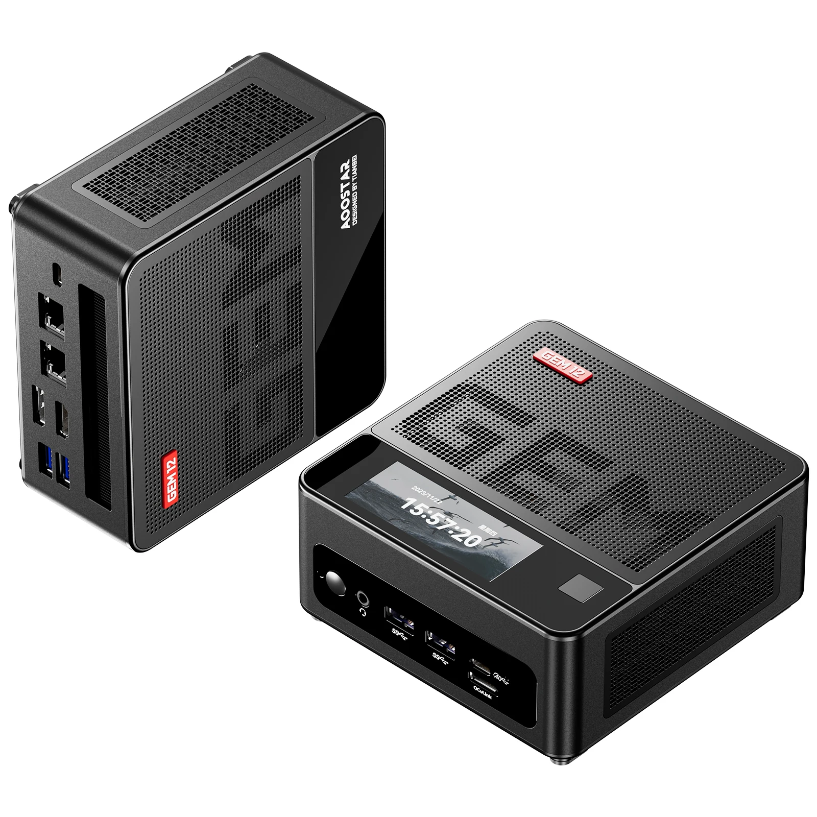 Aoostar Gem12 Pro Mini Pc Ryzen 7 8845hs Dubbele Twee Ddr5 Rammen En Twee Nvme Ssds Gaming Desktopcomputer Met Ocuilink/2*2.5G Lan