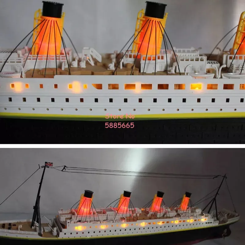 USA Theme Film Simulation Electric Remote Control Boat Model  2.4G 80CM Whole Boat Night Light Electric Luxury Cruise RC Boat
