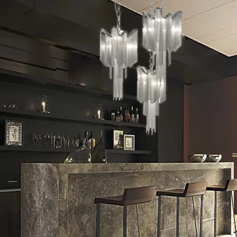 Nordic Modern Creative Luxury Aluminum Chain Chandelier Project Villa Clubhouse Living Room Dining Room Flow Su Lamp