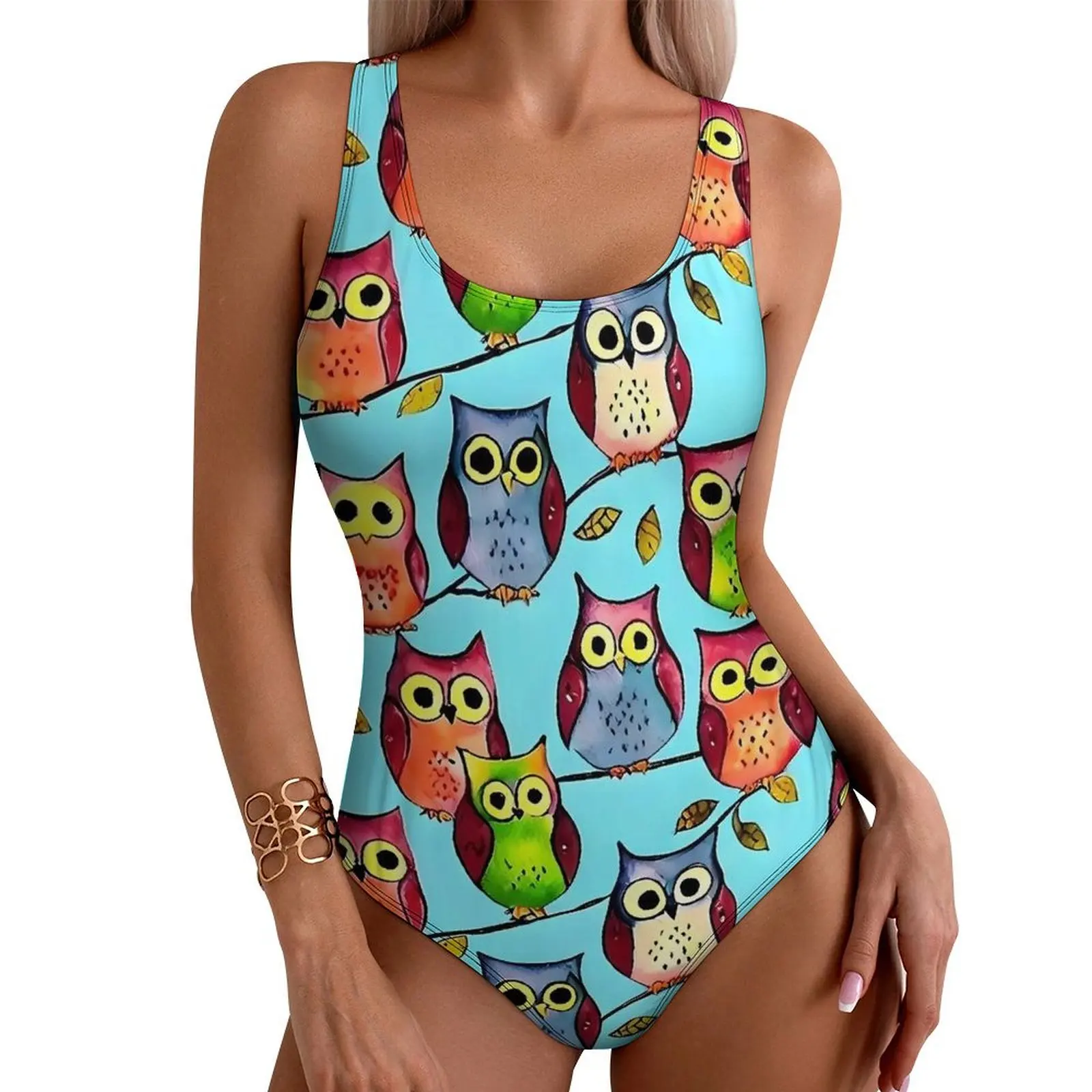 Bold Owl Swimsuit Sexy Vibrant Animal Ladies Swimwear One Piece Classic Swimsuits Vacation Bath Push Up Cut Out Bathing Suit