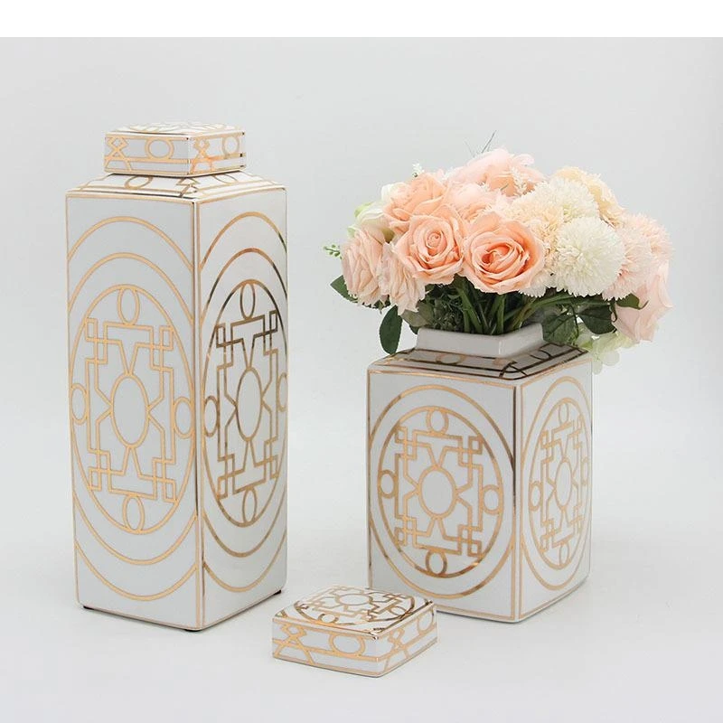 Gold Plated Geometric Texture Storage Jar with Lids Tea Canister Candy Pots Desk Decoration Jewelry Jars Cosmetic Containers