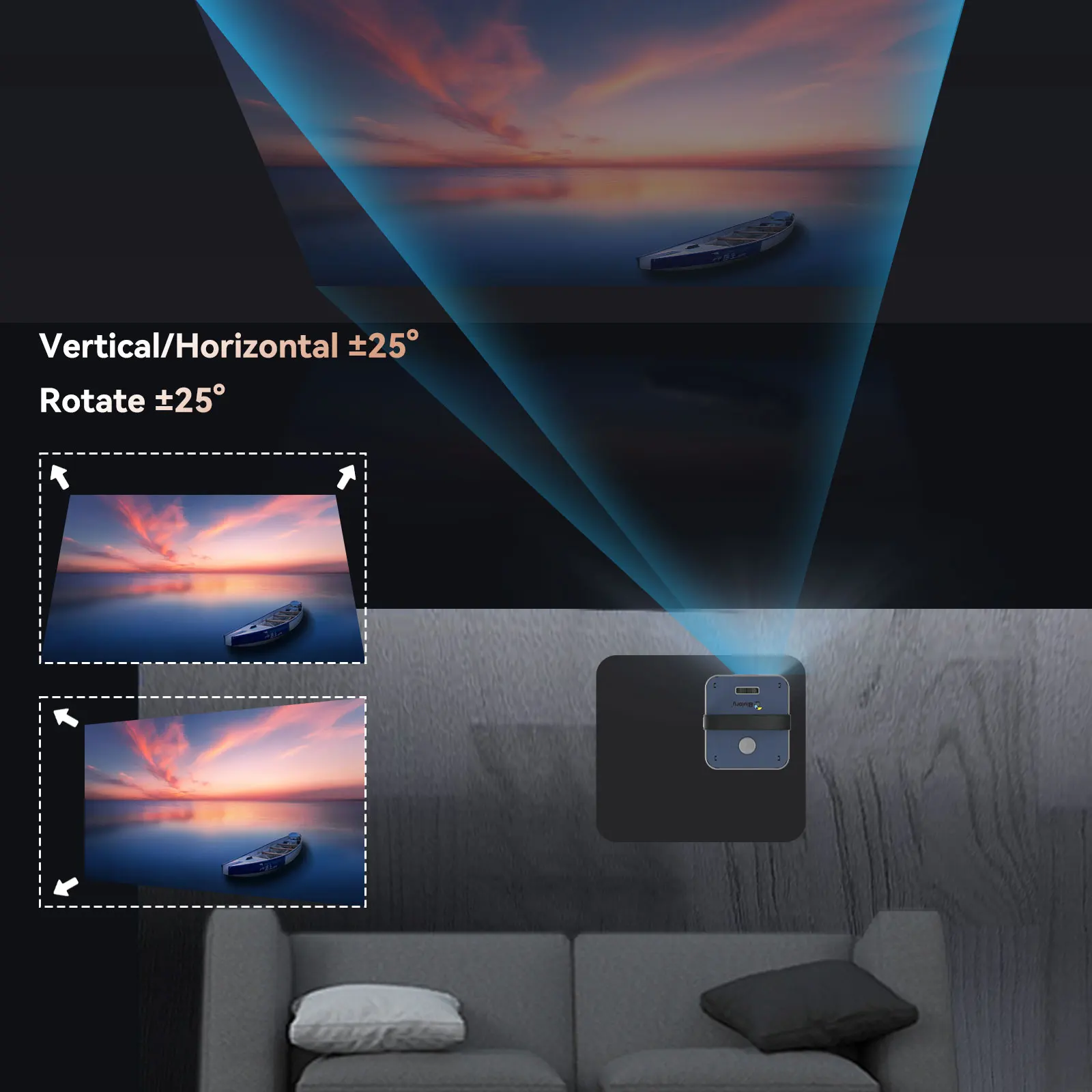 Blulory Movie proiettore 3D 4K Full HD 1080P nativo Cinema Beamer proiettore WiFi Android per film all'aperto supporto Android 9.0